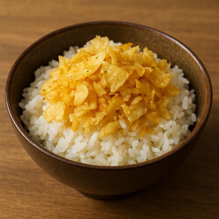 白ごはんに砕いたコンソメポテチをのせたアレンジ丼