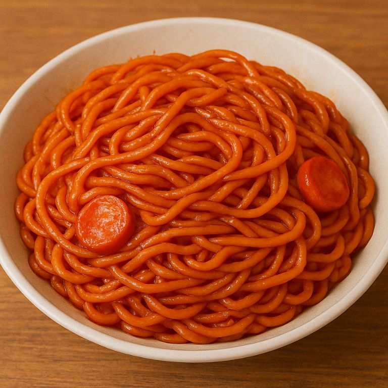 ケチャップとソースで味付けしたナポリタン風焼きそば