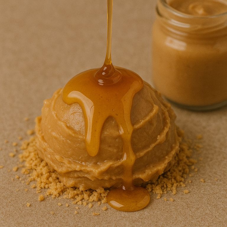 パン粉をまぶしたピーナッツバターに蜂蜜