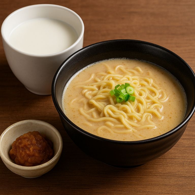 牛乳と味噌で作ったクリーミー味噌ラーメンのリアル写真