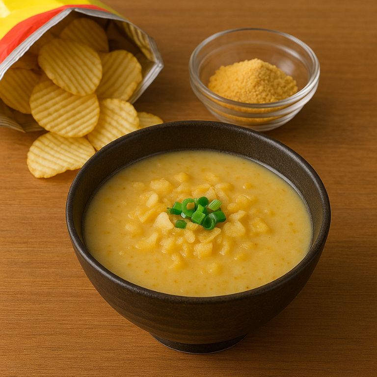 ポテチと鶏ガラで仕上げたポタージュ風ラーメンスープの画像