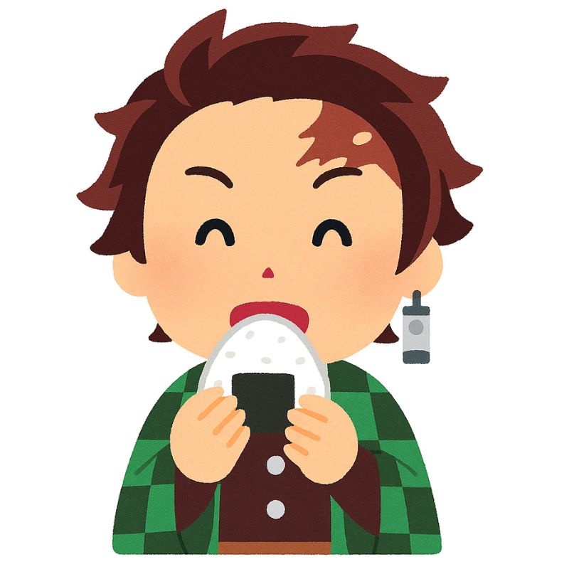 竈門炭治郎のごはんを食べる表情のイラスト