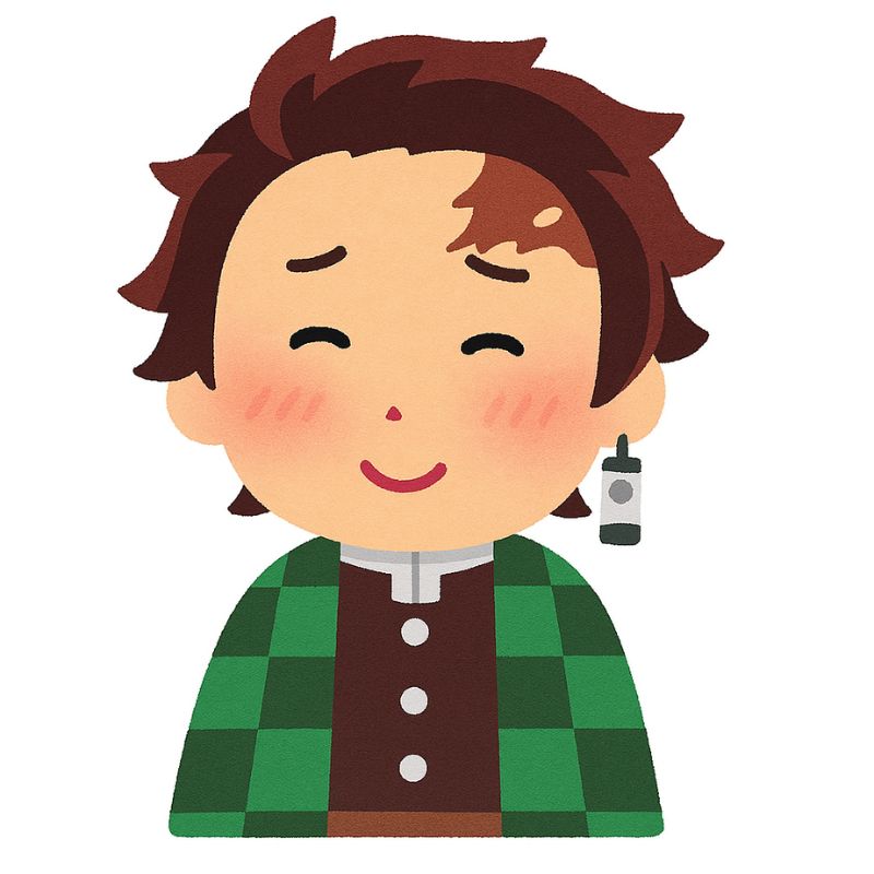 竈門炭治郎の恥じらう表情のイラスト