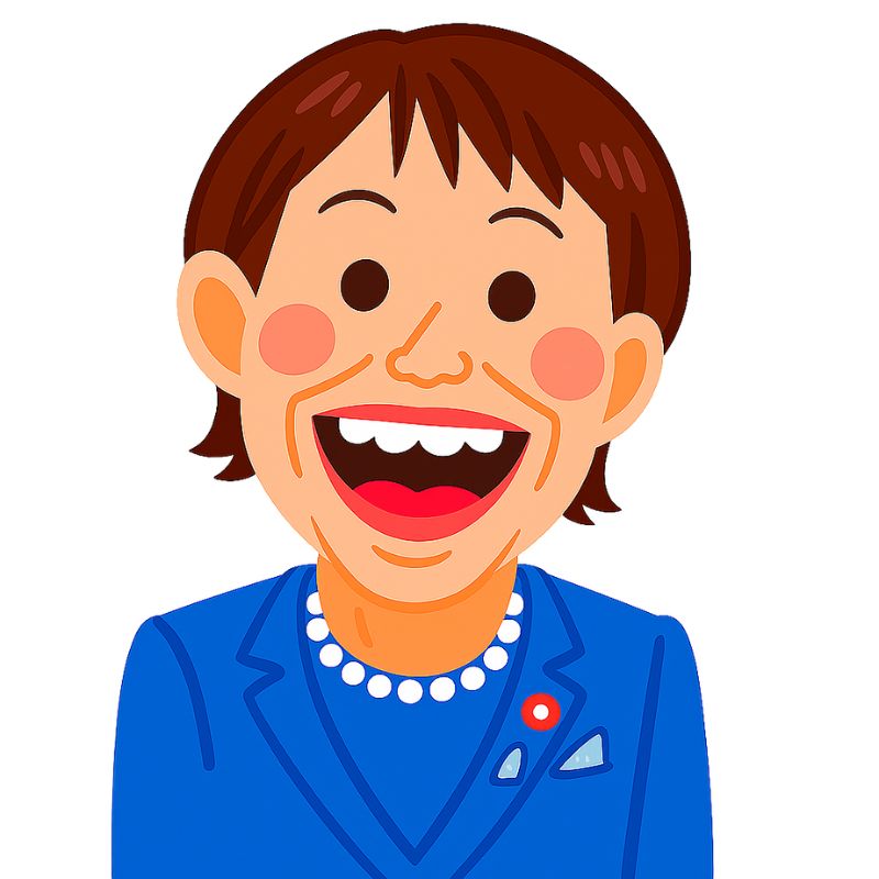 高市早苗の喜ぶ表情をしたイラスト