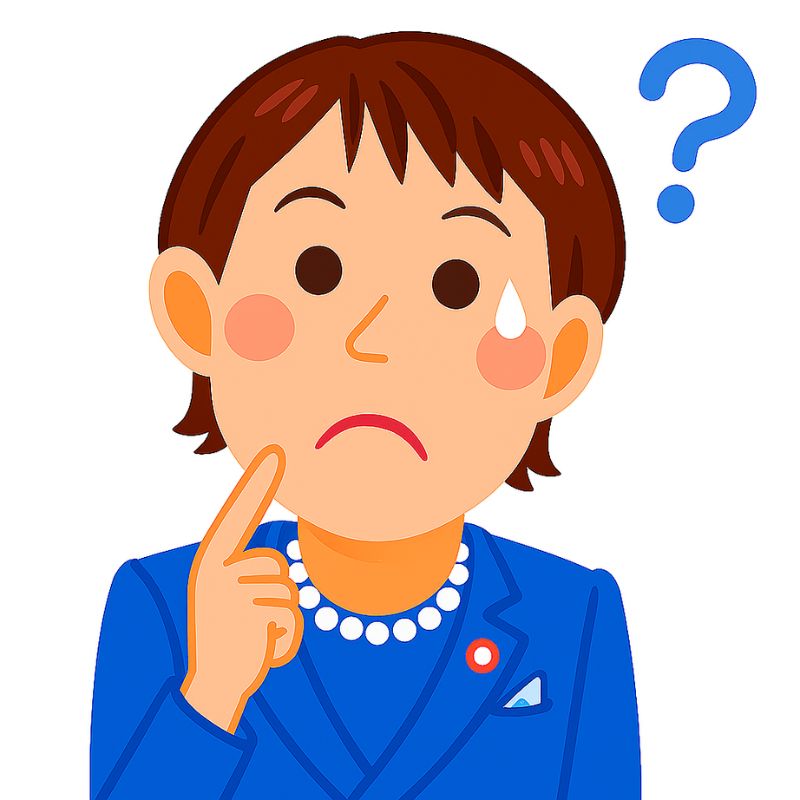 高市早苗が疑問の表情をしたイラスト