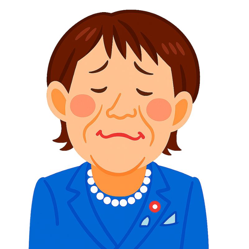 高市早苗の恥じらう表情をしたイラスト