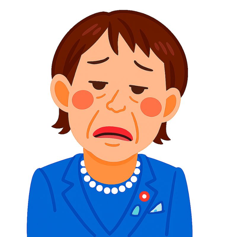 高市総理のだらける表情をしたイラスト