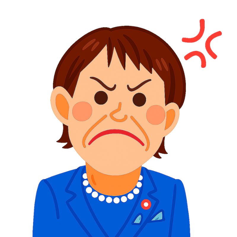 高市早苗の怒る表情をしたイラスト