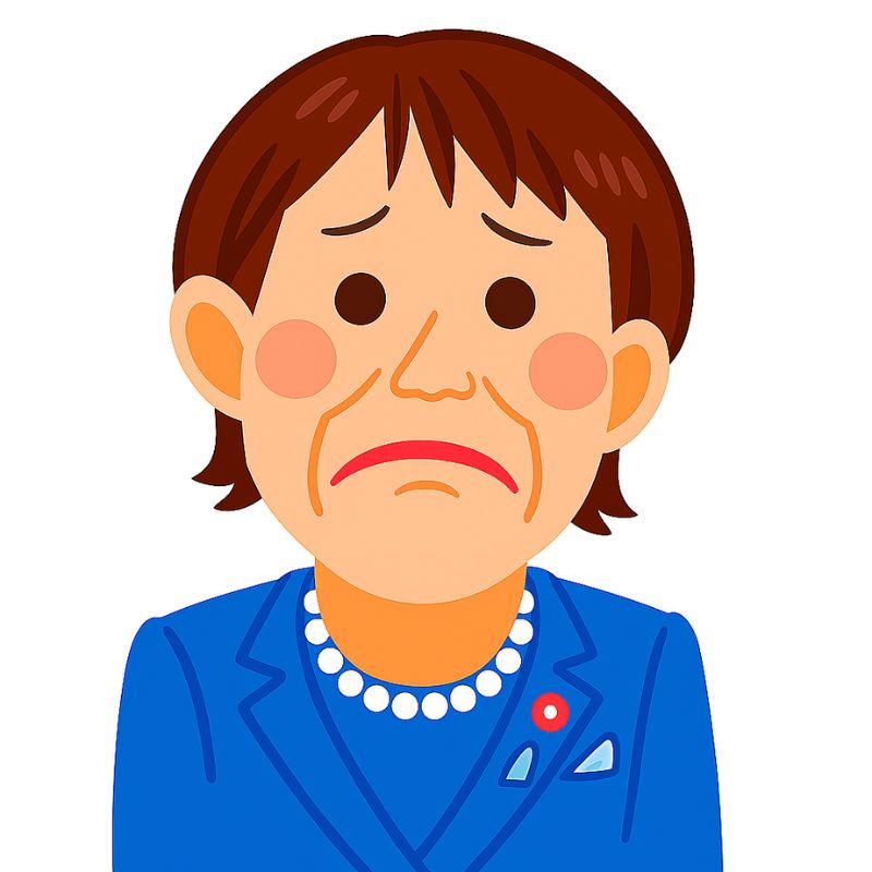 高市早苗の悲しむ表情をしたイラスト