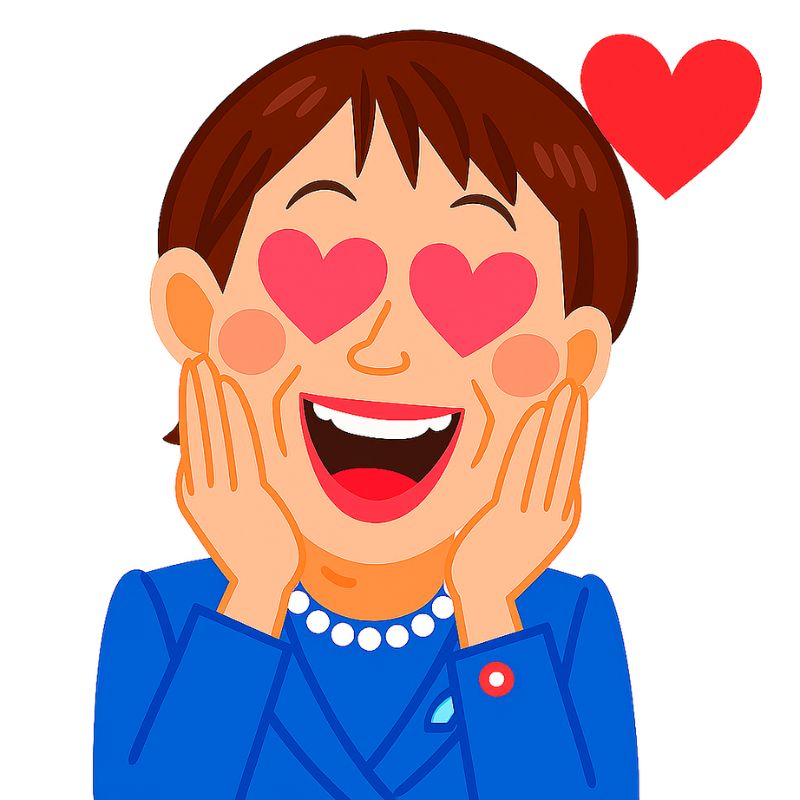 高市早苗の愛の表情をしたイラスト